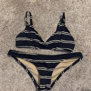 J. Crew Navy and Cream Striped Bikini